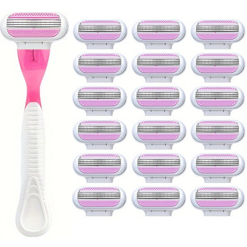 1 Handle + 18 Blade Women Safety Razor Blades Face/ Leg/ Armpit/
