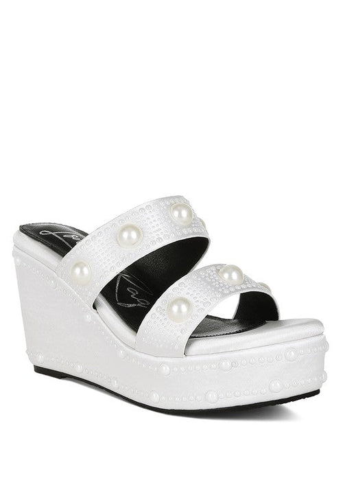 Django Pearl Embellished Wedge Sandals