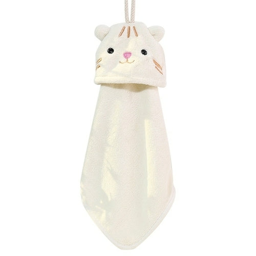 1pc Cartoon Hanging Hand Towel Soft Coral Kitchen Towel Cute Kids