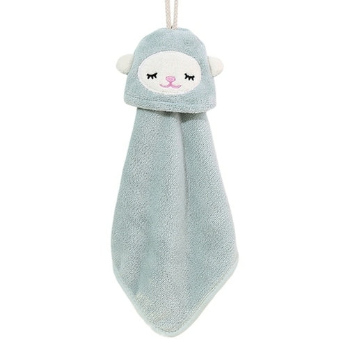 1pc Cartoon Hanging Hand Towel Soft Coral Kitchen Towel Cute Kids