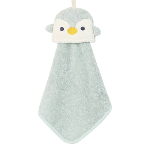1pc Cartoon Hanging Hand Towel Soft Coral Kitchen Towel Cute Kids