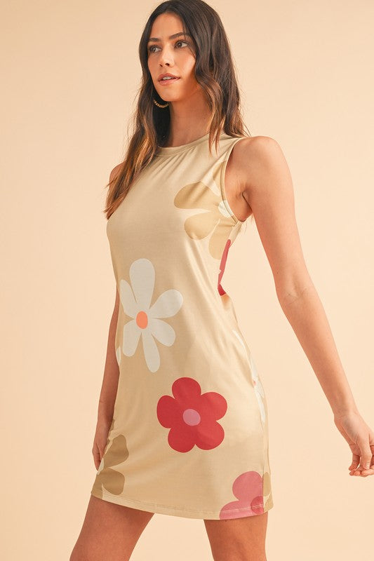 Daisy Flower Print Tank Dress