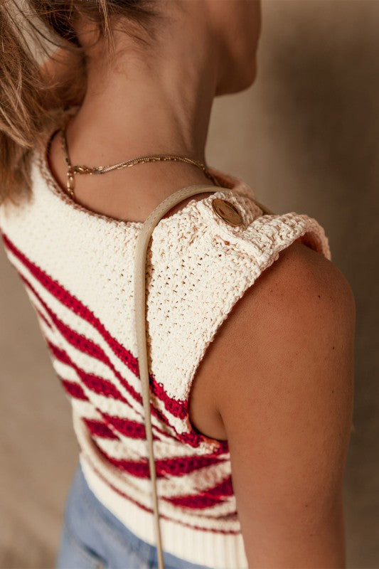 Robin Textured Knit Ribbed Hem Sweater Tank Top