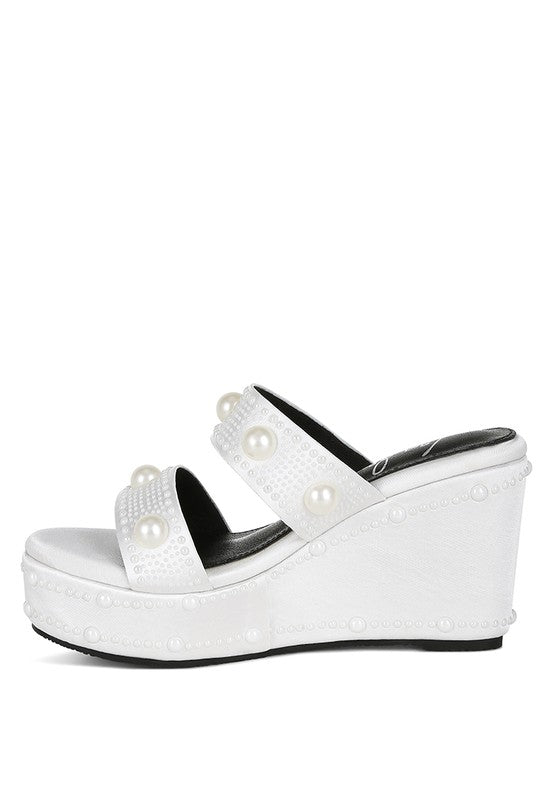 Django Pearl Embellished Wedge Sandals
