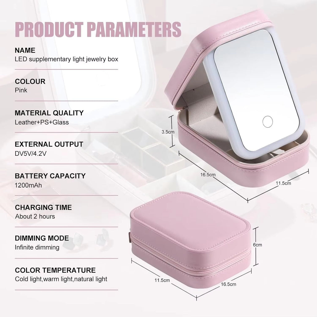 Makeup Brushes With Case Set Portable LED Mirror Makeup Jewelry