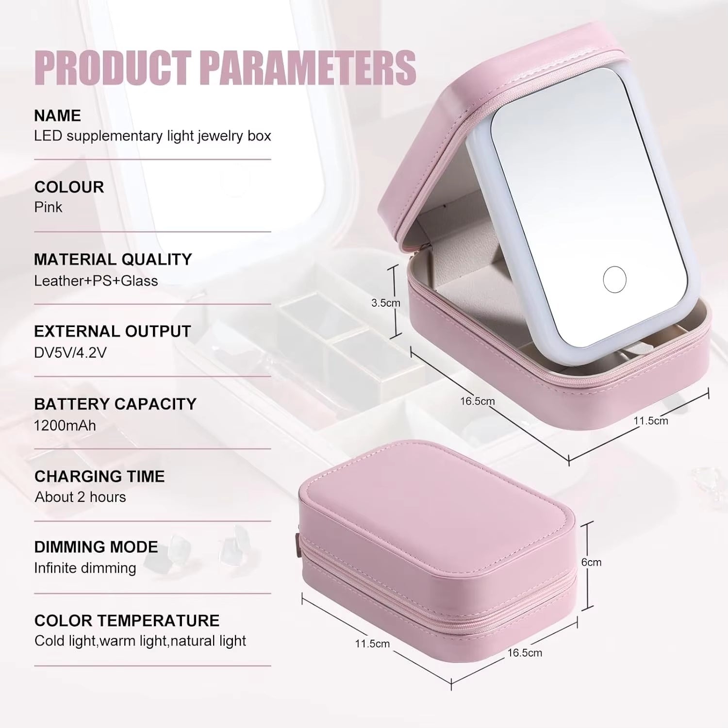 Makeup Brushes With Case Set Portable LED Mirror Makeup Jewelry