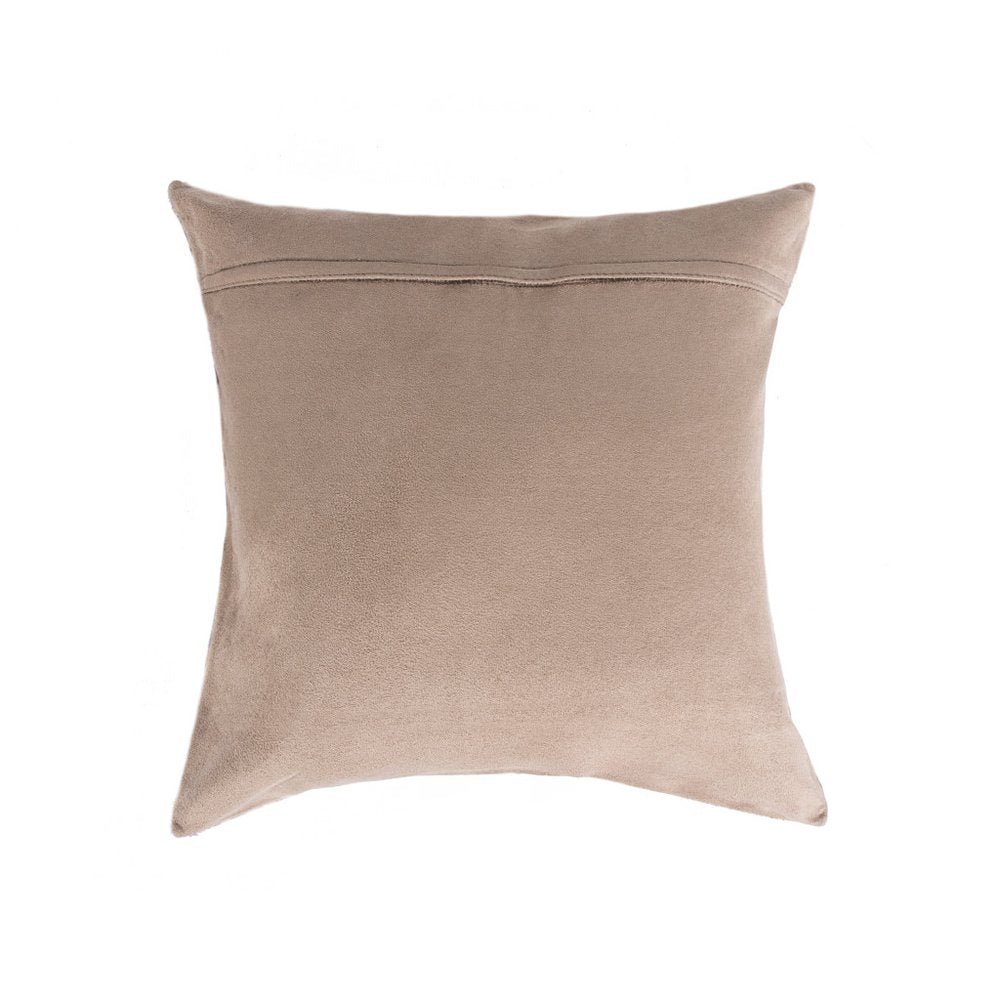 Set of Two 18" Natural and Gold Striped Cowhide Throw Pillows with