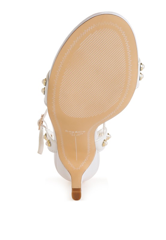 Morosa Studded Real Leather Kitten Heel Sandals