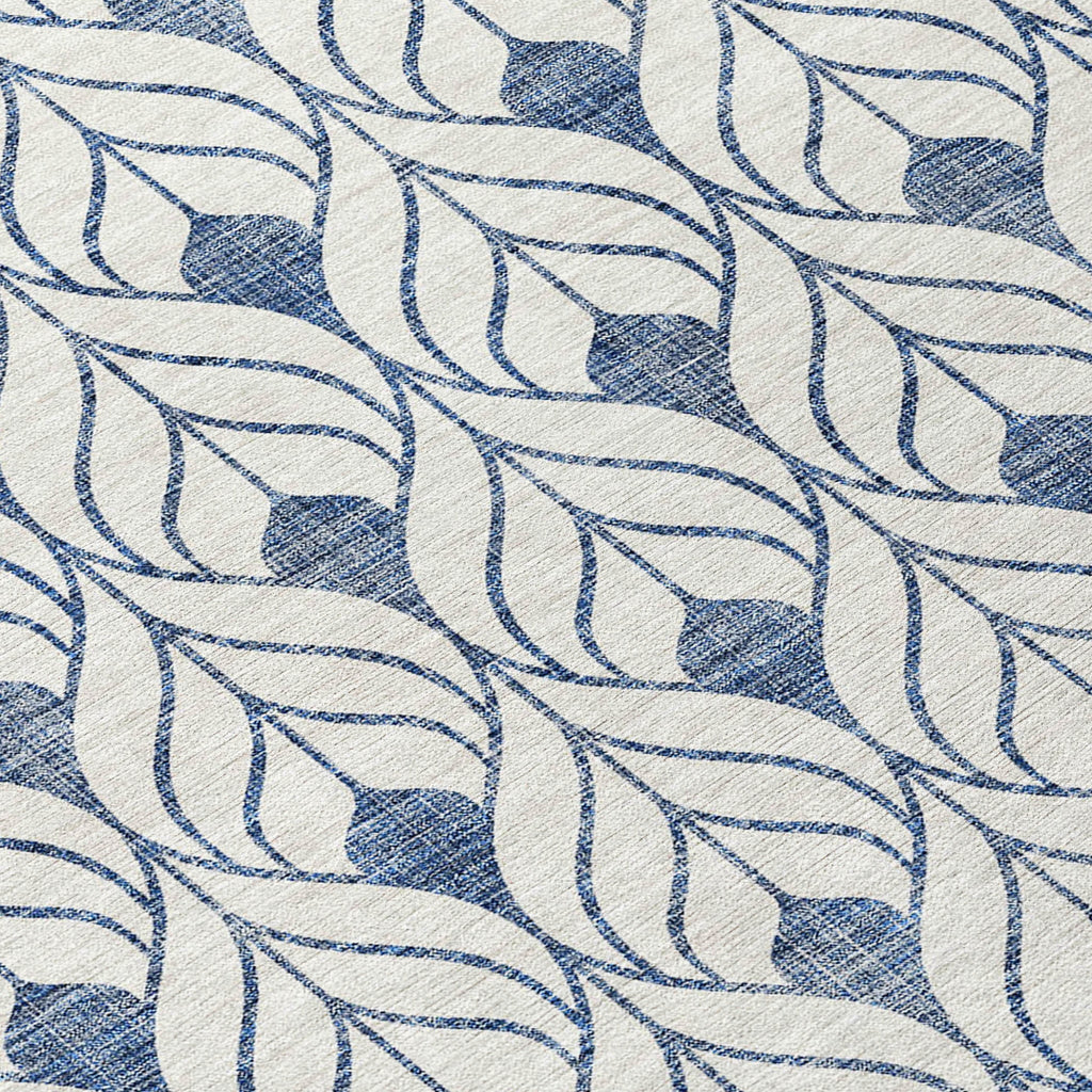 3' X 5' Blue And Ivory Geometric Washable Indoor Outdoor Area Rug