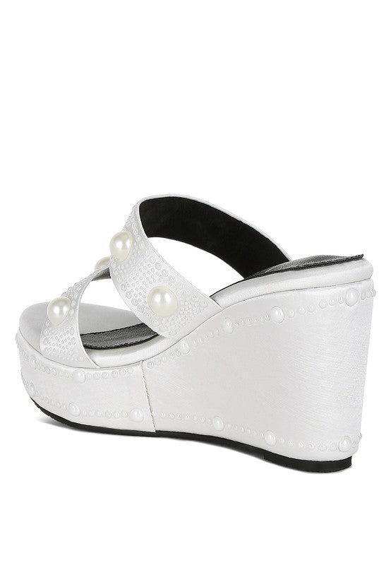 Django Pearl Embellished Wedge Sandals