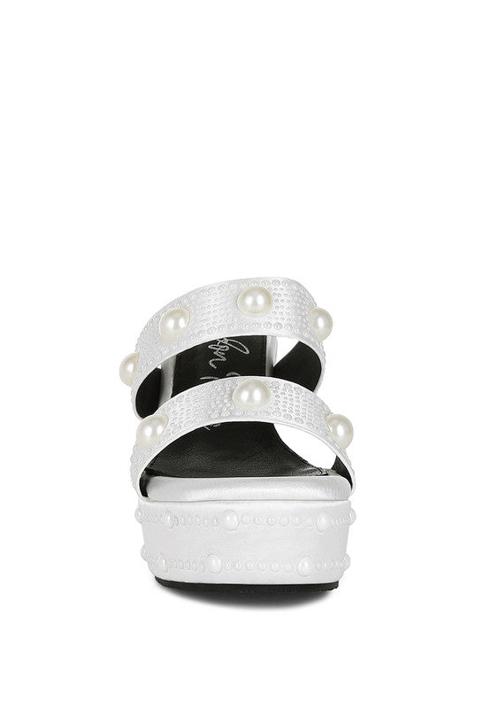 Django Pearl Embellished Wedge Sandals