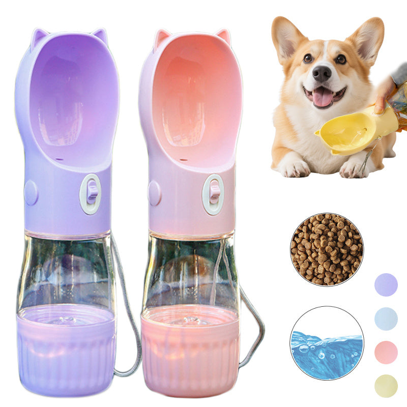 2 In 1 Portable Dog Water Bottle For Small Big Dogs Cat Outdoor
