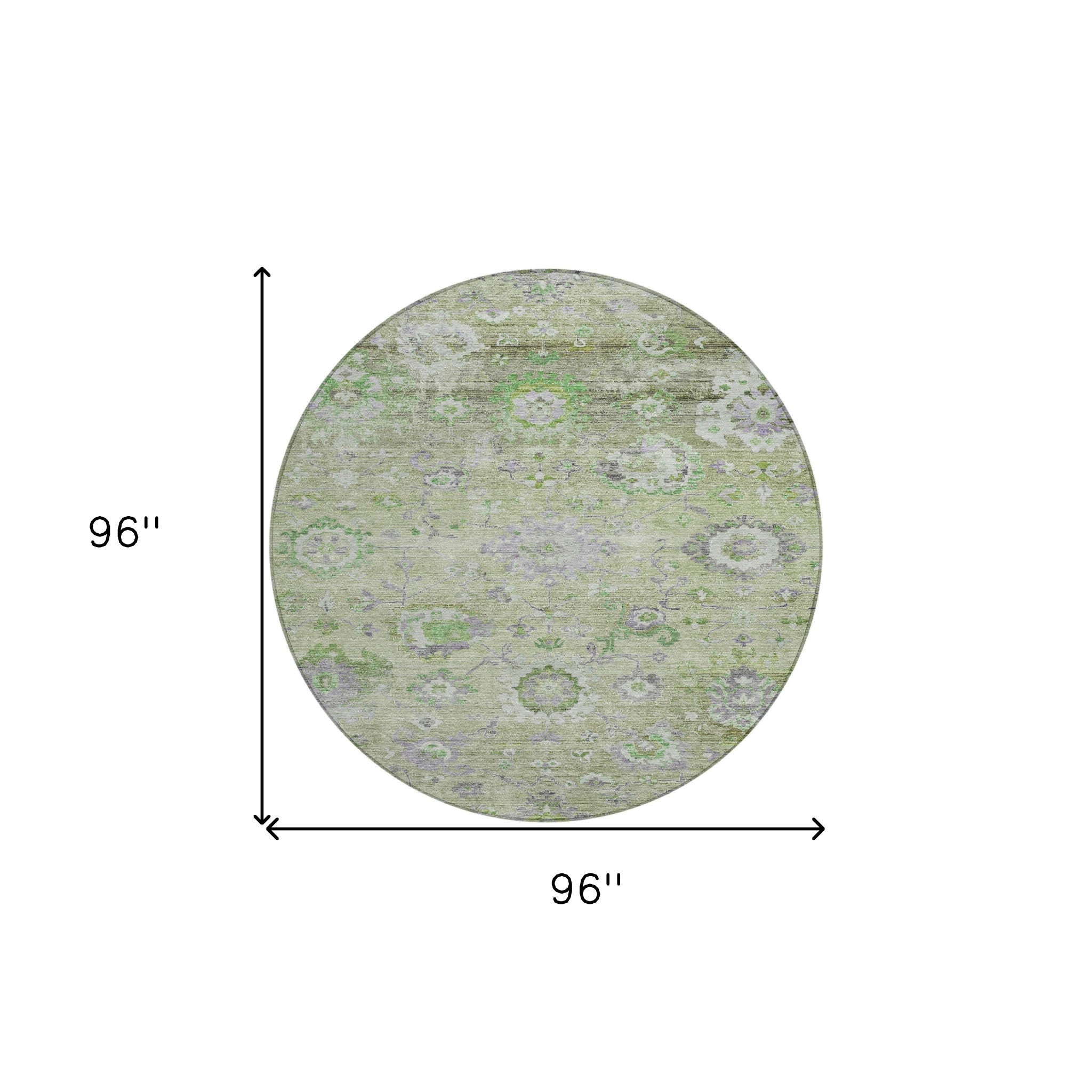 3' X 5' Mint Green And Gray Floral Washable Indoor Outdoor Area Rug