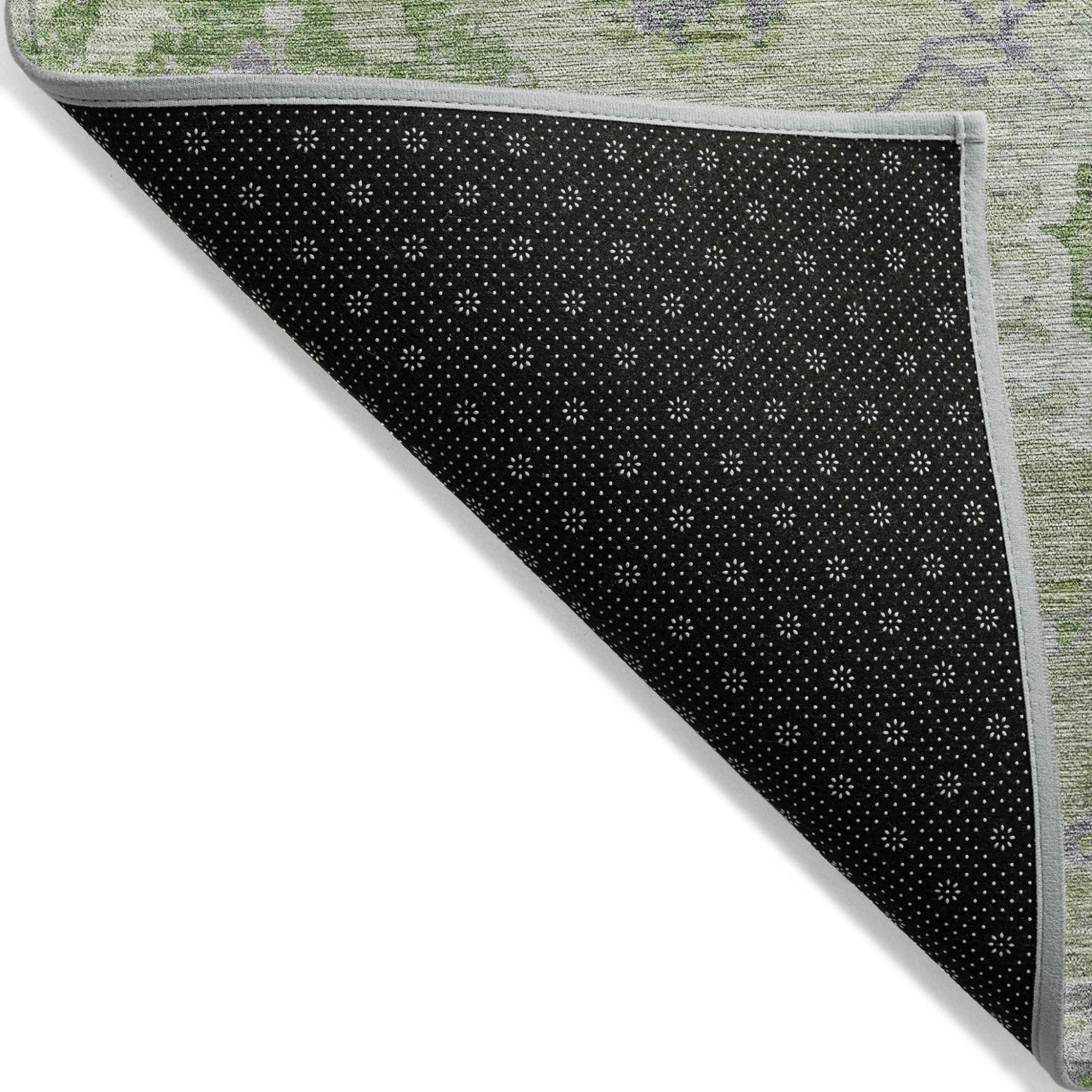 3' X 5' Mint Green And Gray Floral Washable Indoor Outdoor Area Rug