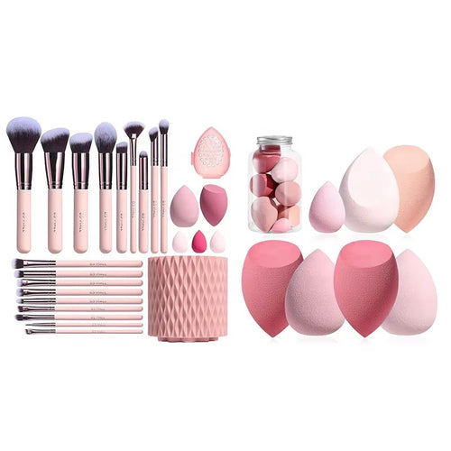 Makeup Brushes With Case Set Portable LED Mirror Makeup Jewelry