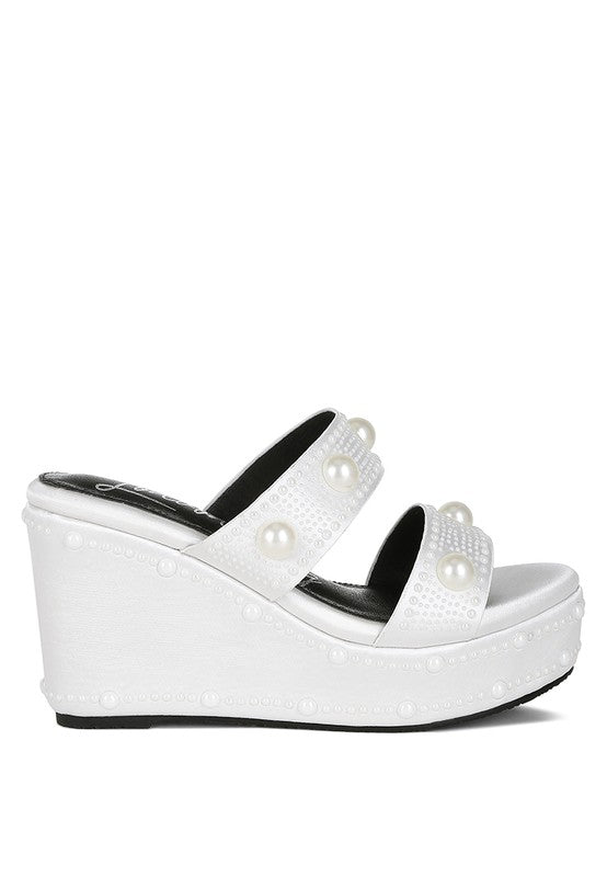 Django Pearl Embellished Wedge Sandals