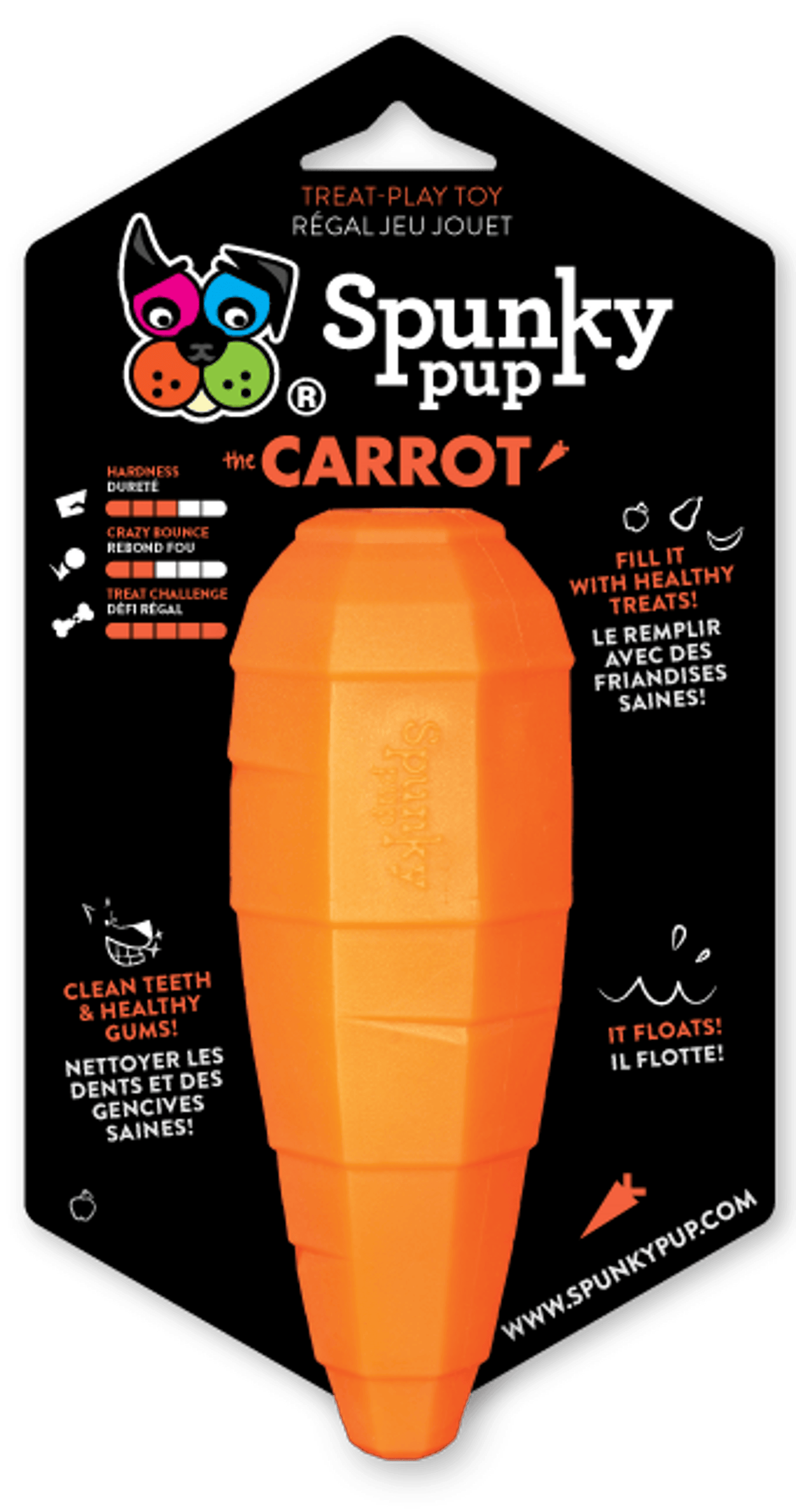 Spunky Pup Carrot Treat Dispensing Toy for Medium Dogs