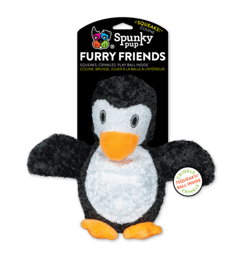 Spunky Pup Furry Friend Penguin Squeaky Toy
