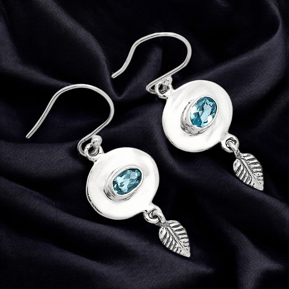 Natural Gemstones Oval Shape 925 Sterling Silver Earrings Jewelry