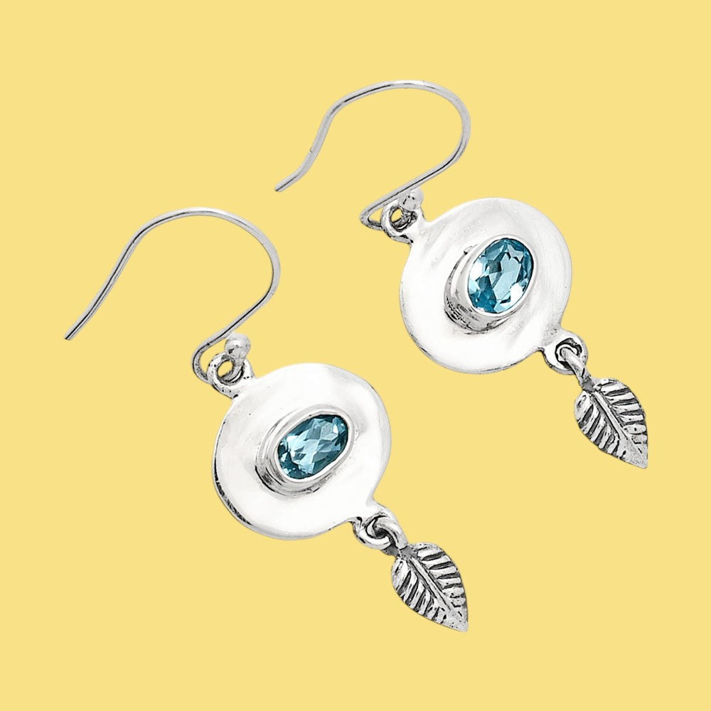 Natural Gemstones Oval Shape 925 Sterling Silver Earrings Jewelry