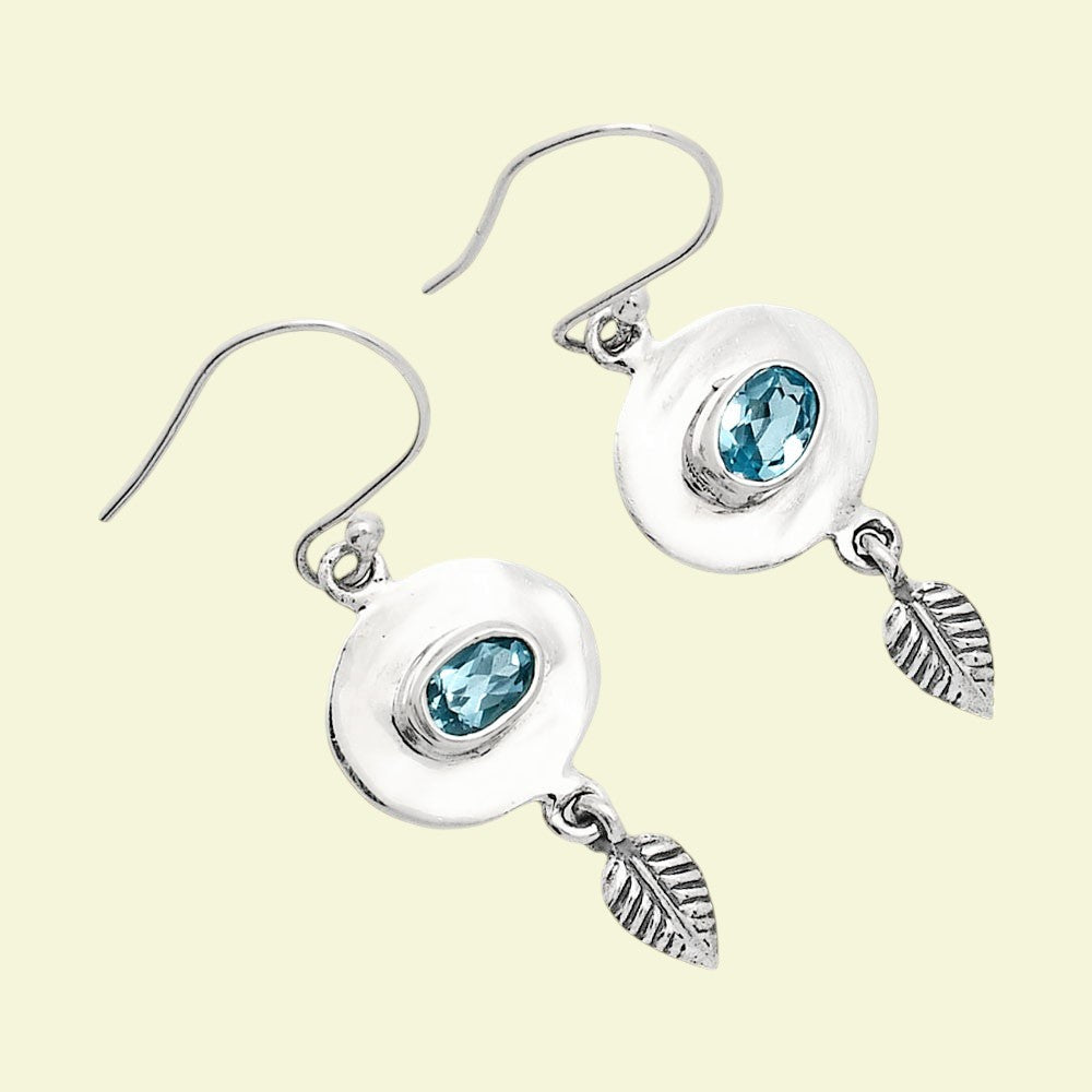 Natural Gemstones Oval Shape 925 Sterling Silver Earrings Jewelry