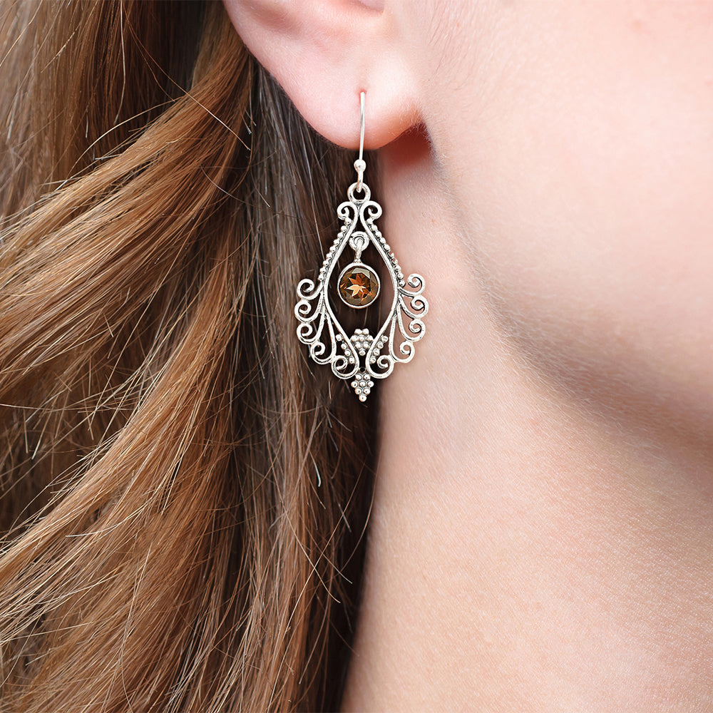 Natural Gemstones Round Shape 925 Silver Earrings DGE1084 E-1075
