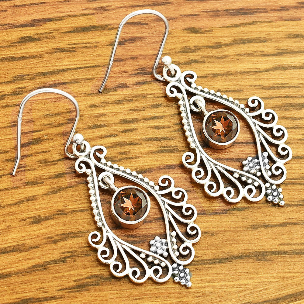 Natural Gemstones Round Shape 925 Silver Earrings DGE1084 E-1075