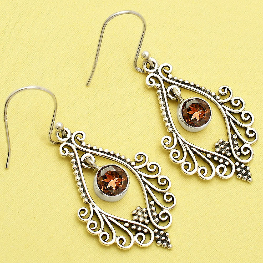 Natural Gemstones Round Shape 925 Silver Earrings DGE1084 E-1075