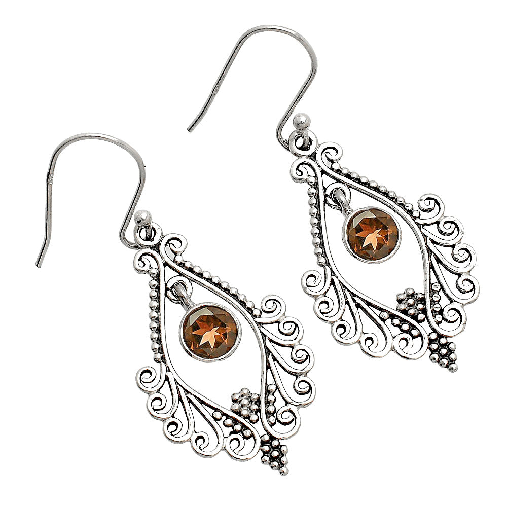 Natural Gemstones Round Shape 925 Silver Earrings DGE1084 E-1075