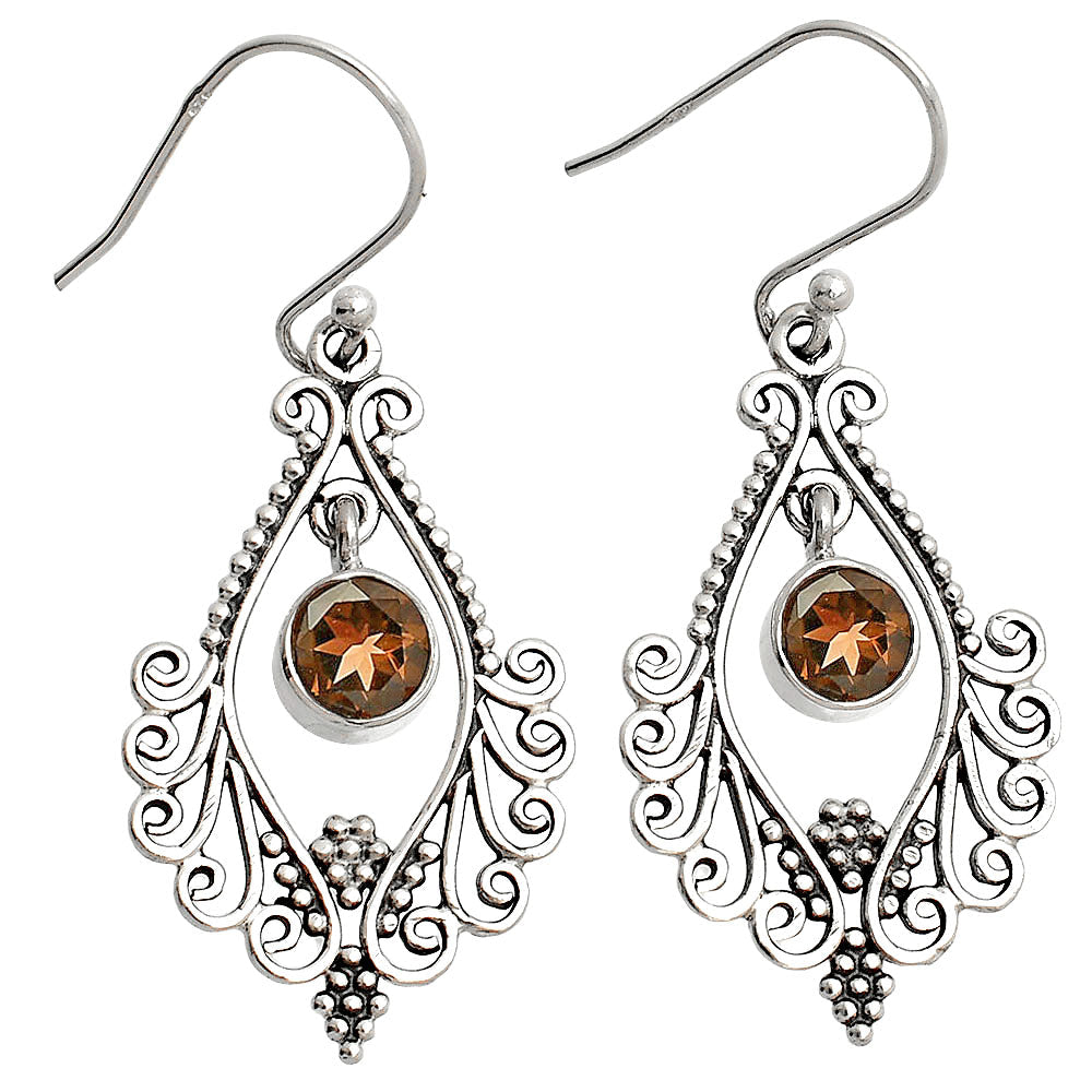 Natural Gemstones Round Shape 925 Silver Earrings DGE1084 E-1075