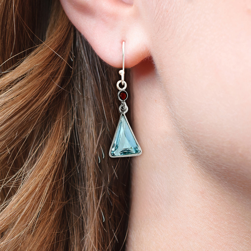 Natural Gemstones Trillion Shape 925 Sterling Silver Earrings DGE1086