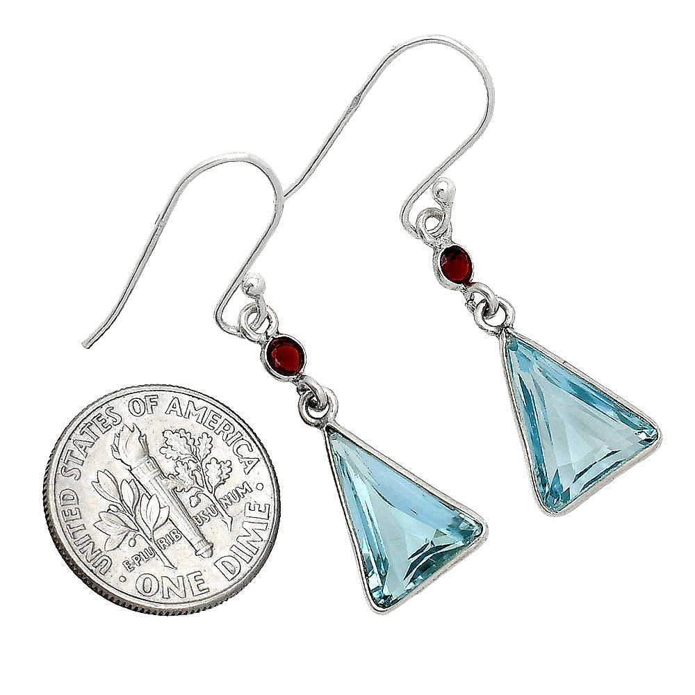 Natural Gemstones Trillion Shape 925 Sterling Silver Earrings DGE1086