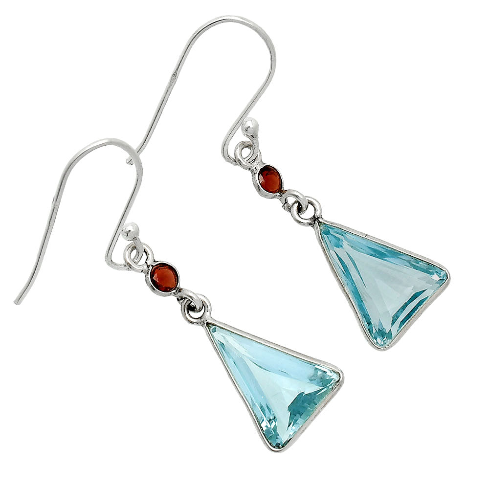 Natural Gemstones Trillion Shape 925 Sterling Silver Earrings DGE1086