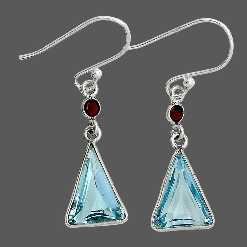 Natural Gemstones Trillion Shape 925 Sterling Silver Earrings DGE1086