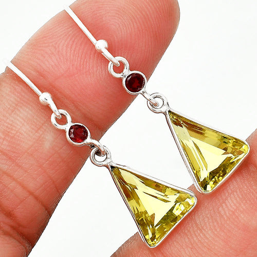 Natural Gemstones Trillion Shape 925 Sterling Silver Earrings DGE1086