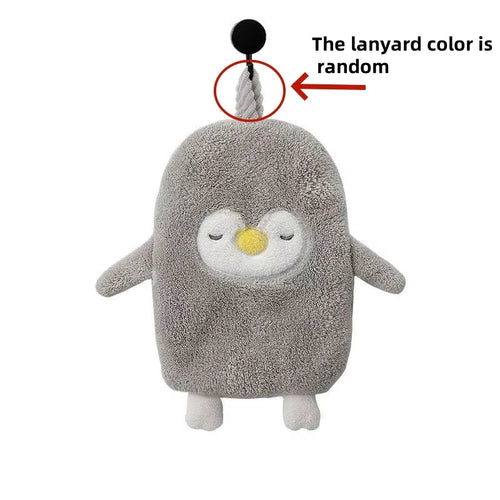 Lovely Household Coral Velvet Penguin Hand Towel Toilet Kitchen Can