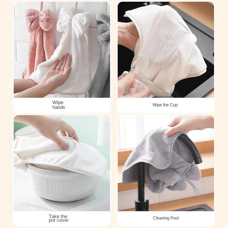 Kitchen Hand Towel Bathroom Coral Velvet Bath Towels Microfiber For
