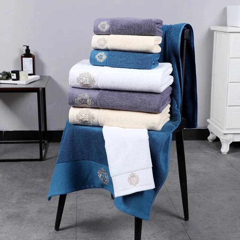 1/2/3pcs Bathroom Towels Sets Embroidered Cotton Big Bath Towels