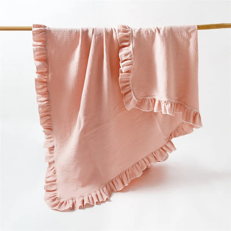 New baby solid colored gauze blanket, children's blanket, folded edge,