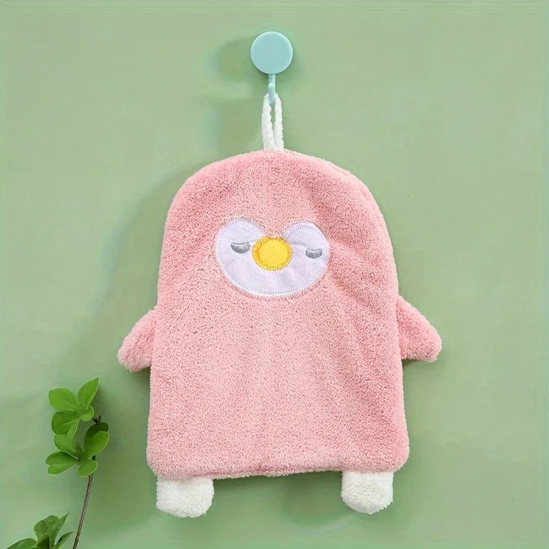 Lovely Household Coral Velvet Penguin Hand Towel Toilet Kitchen Can