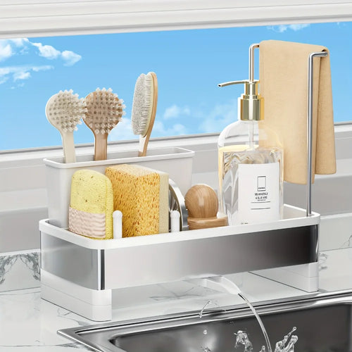 Stainless Steel Sponge Rack with Drain - Multi-Functional Kitchen Bath