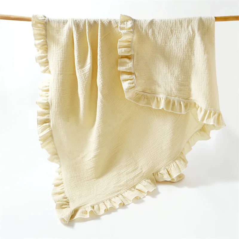 New baby solid colored gauze blanket, children's blanket, folded edge,