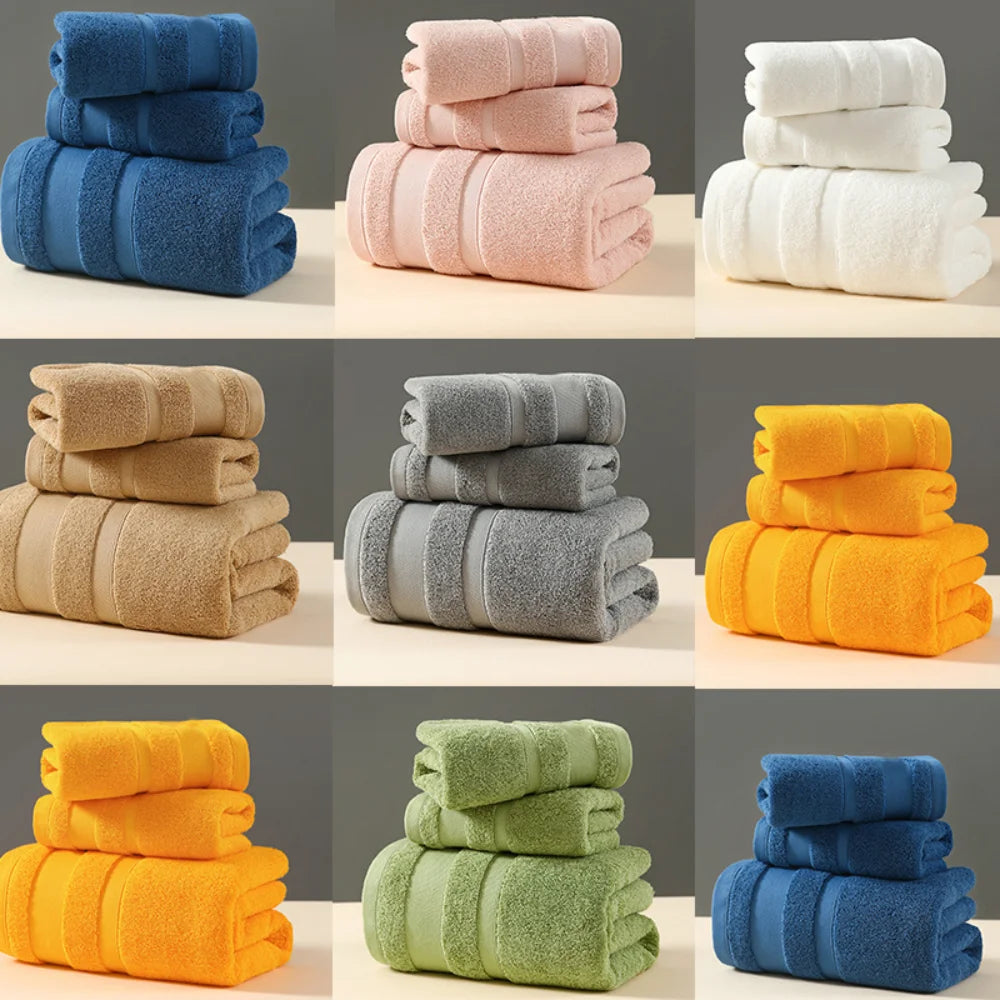 1piece Solid Color Towels Of Different Sizes Cotton Gift Set