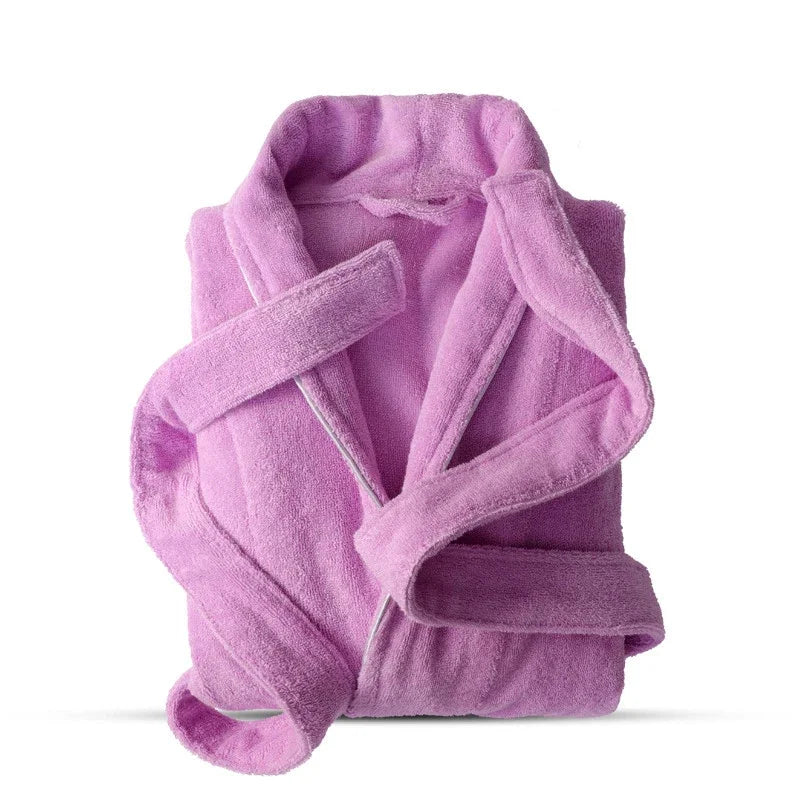 100% Cotton Toweling Robe Lovers Soft Long Bath Robe Men Women