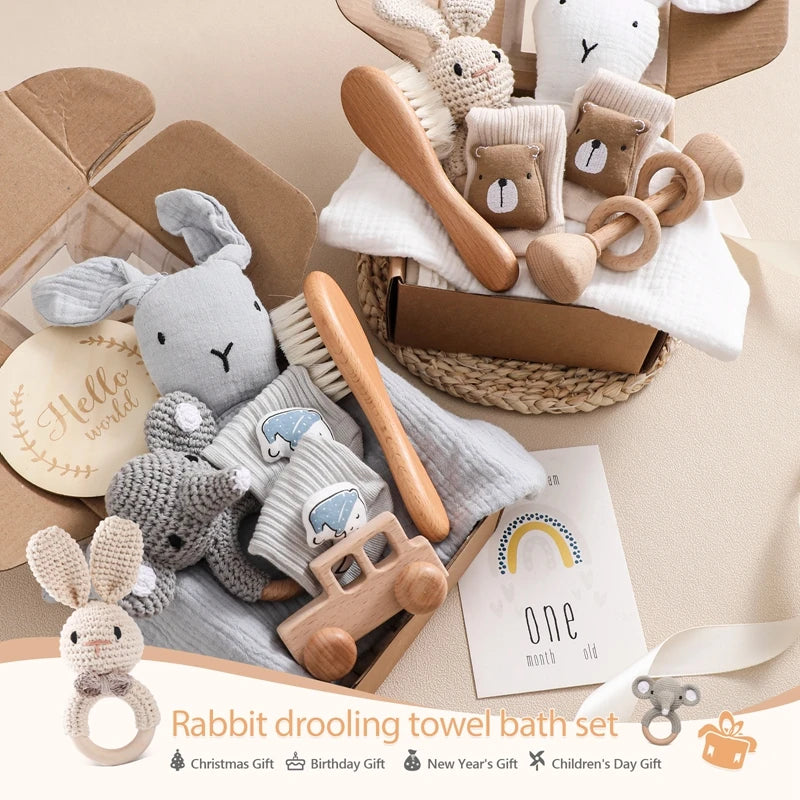 Baby Gift Set Newborn Infant Baby Towel Newborn Bath Toy Baby Drool