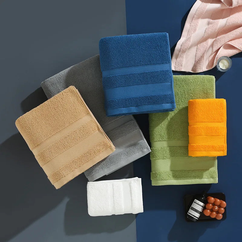 1piece Solid Color Towels Of Different Sizes Cotton Gift Set