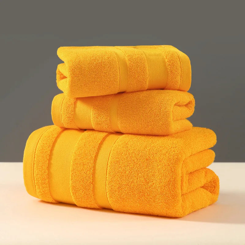 1piece Solid Color Towels Of Different Sizes Cotton Gift Set