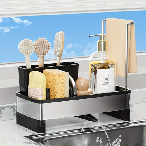 Stainless Steel Sponge Rack with Drain - Multi-Functional Kitchen Bath