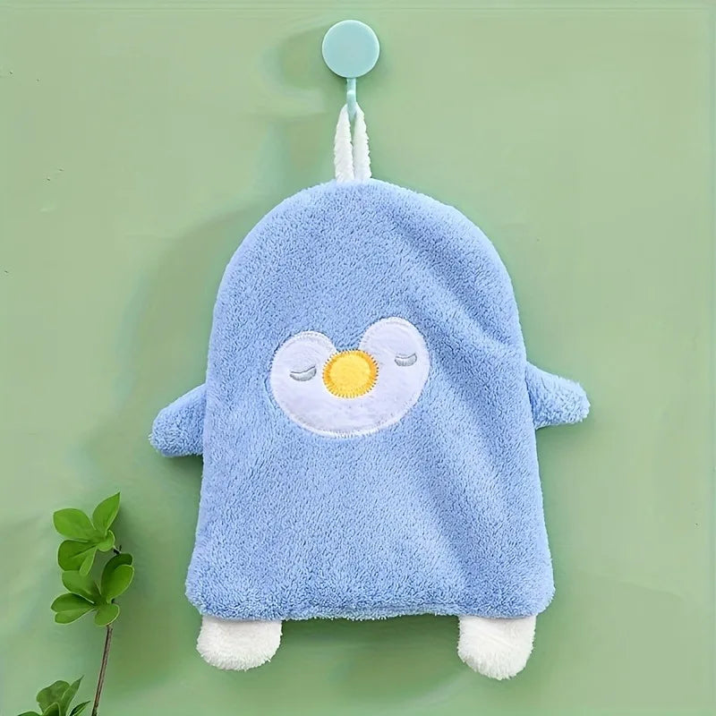 Lovely Household Coral Velvet Penguin Hand Towel Toilet Kitchen Can
