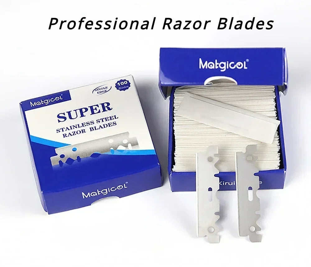 100PCS Single-sided Razor Blades Men's Safety Shaver Stainless Steel